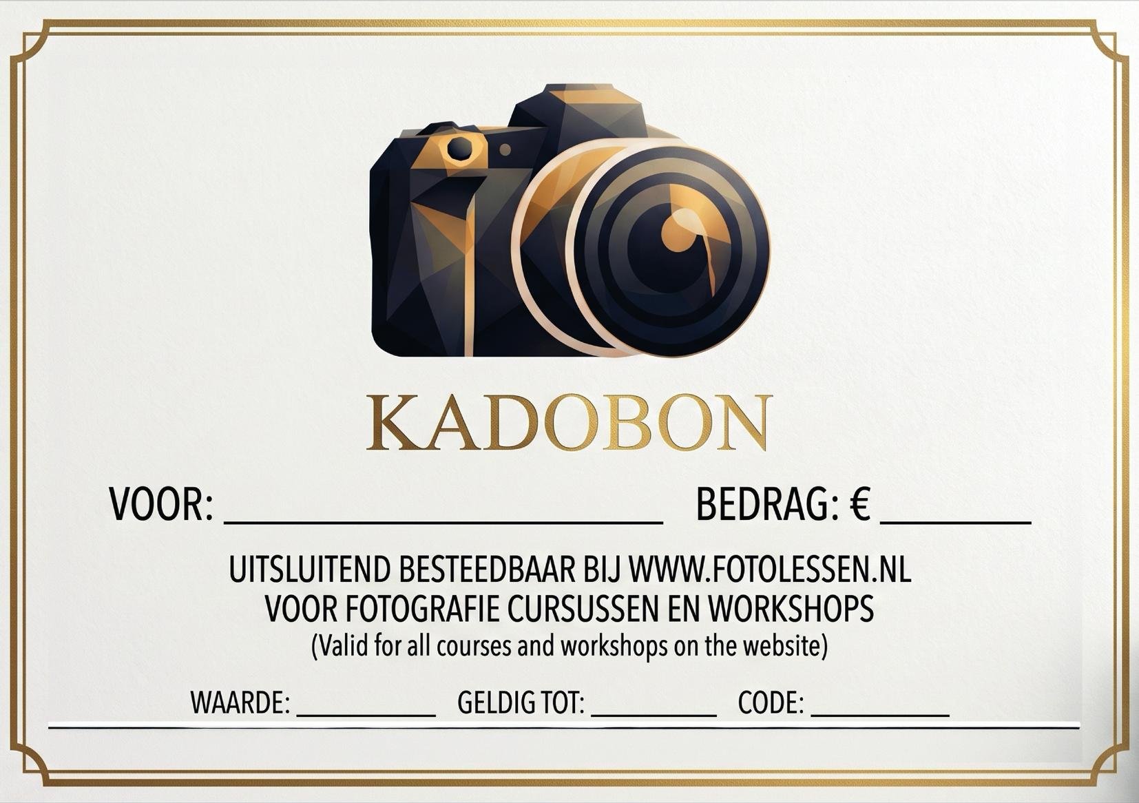 De kadobon die je per e-mail ontvangt, al ingevuld met bedrag, code en geldigheidsdatum